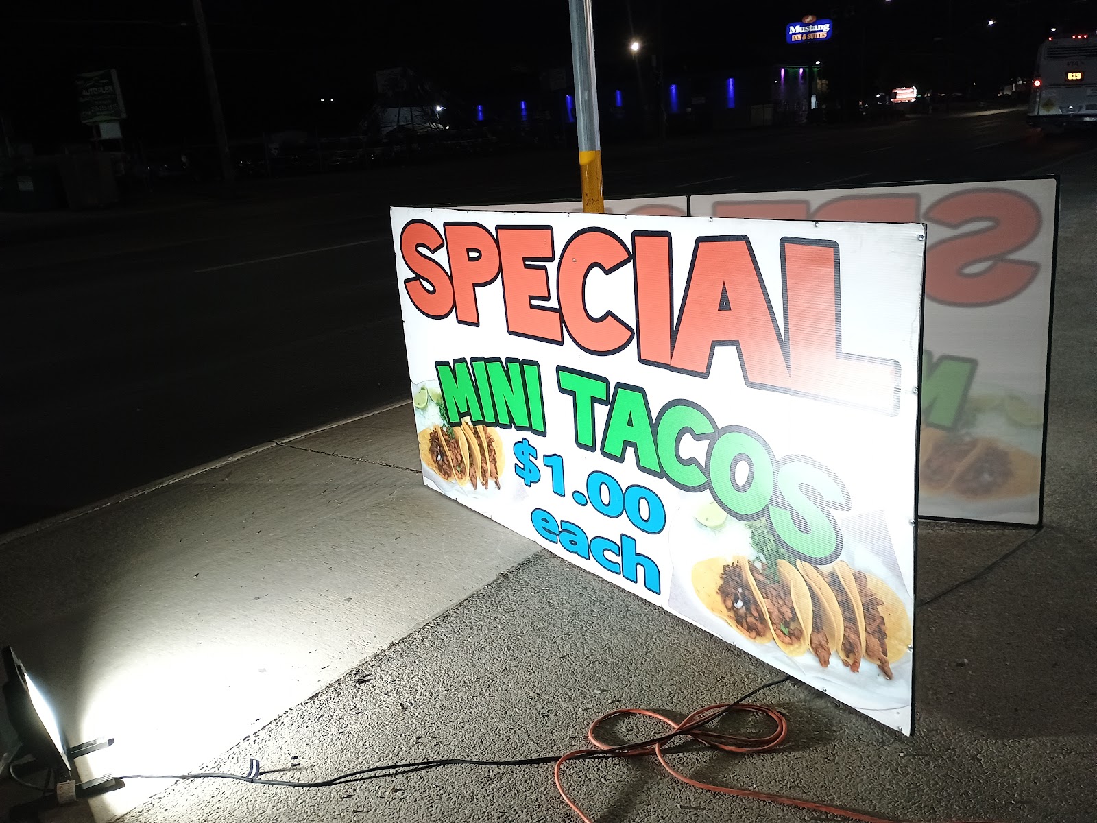 Sabor Mexican mini tacos special sign
